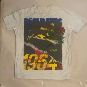 DSQUARED2 White Tee with Bold Multicolor Graphic